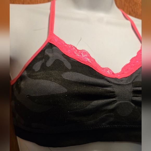 No Boundaries camo & pink lace sports bra/top bikini NWT SzM - Picture 3 of 5